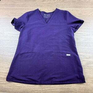 FIGS Casma Scrub Top Purple V-Neck Short Sleeve Technical Collection Womens M